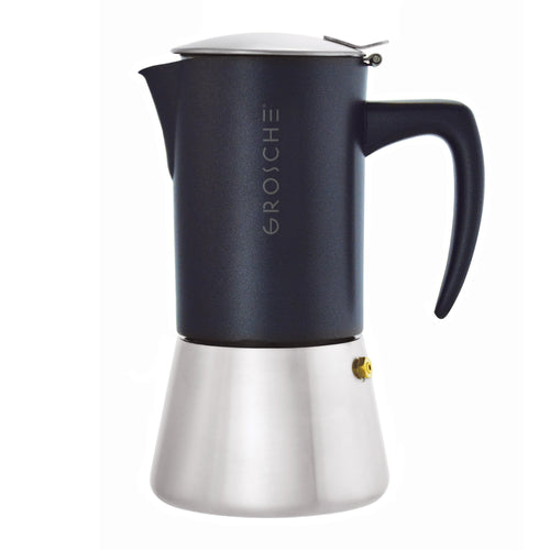 Grosche Milano Stovetop Espresso Maker - Steel Black/6 cup/9.3 oz