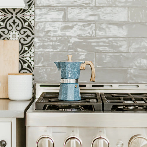 Grosche Milano Stovetop Espresso Maker - 3 cup / 5oz - Sparkling Blue