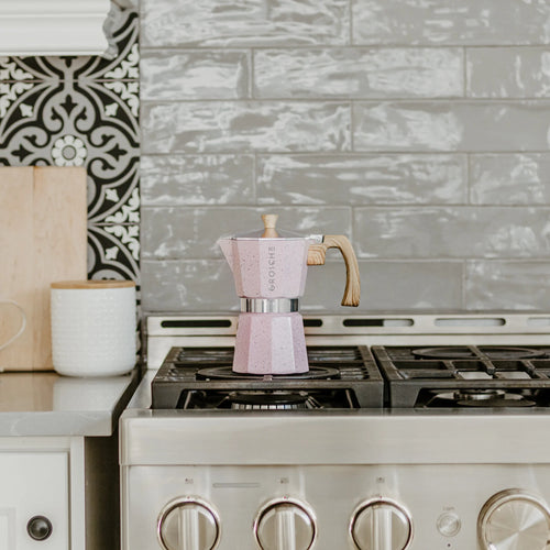 Grosche Milano Stovetop Espresso Maker - 3 cup / 5oz - Sparkling Pink