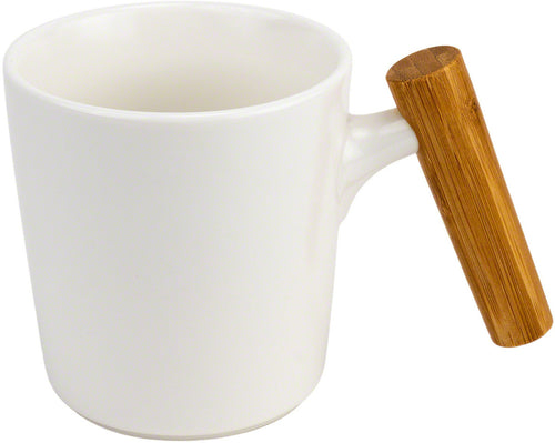 Asso White Porcelain Mug w/ Wooden Handle - 450 ml