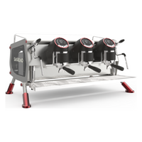 Sanremo Cafe Racer Naked Slim Espresso Machine - 3 Groups - Steel/Red