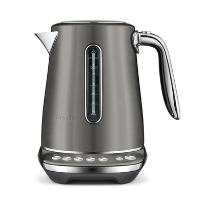 Breville the Smart Kettle Luxe in Black Stainless Steel, 1.7L capacity, with temperature presets and stainless steel finish.