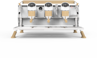 Sanremo Cafe Racer White & Wood Slim Espresso Machine - 3 Groups