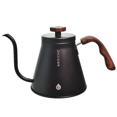 Grosche Marrakesh gooseneck pour over stovetop kettle (black) - front view