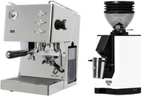 Quick Mill Pop-up Espresso Machine - Stainless Steel + Eureka Mignon Zero 55s - White Combo