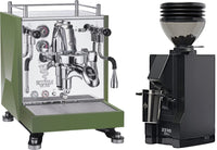 Bezzera Sole Fast Espresso Machine - Green + Eureka Mignon Zero 55s - Matte Black Combo