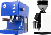 Quick Mill Pop-up Espresso Machine - Ultramarine Blue + Eureka Mignon Zero 55s - White Combo