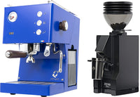 Quick Mill Pop-up Espresso Machine - Ultramarine Blue + Eureka Mignon Zero 55s - Matte Black Combo
