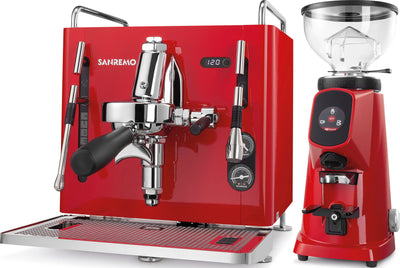 Sanremo Cube R Espresso Machine – Red + Sanremo AllGround Burr Grinder - Red