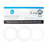 GROSCHE Replacement Silicone Gaskets (3) For Stovetop Espresso Maker