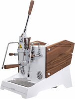 Nurri L-Type Leva S.A. Espresso Machine - White w/ Walnut Wood