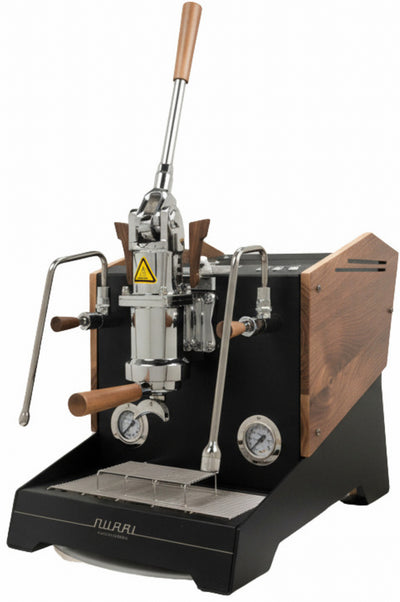 Nurri L-Type Leva S.A. Espresso Machine - Black w/ Walnut Wood