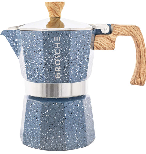Grosche Milano Stovetop Espresso Maker - 3 cup / 5oz - Sparkling Blue 