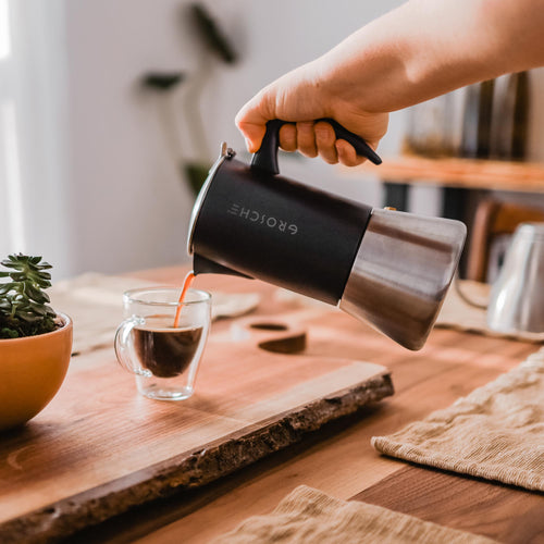 Grosche Milano Stovetop Espresso Maker - Steel Black/10 cup/16.9 oz 