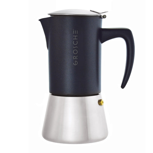 Grosche Milano Stovetop Espresso Maker - Steel Black/10 cup/16.9 oz 