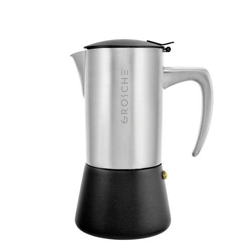 Grosche Milano Stovetop Espresso Maker - Steel Brushed/6 cup/9.3 oz 