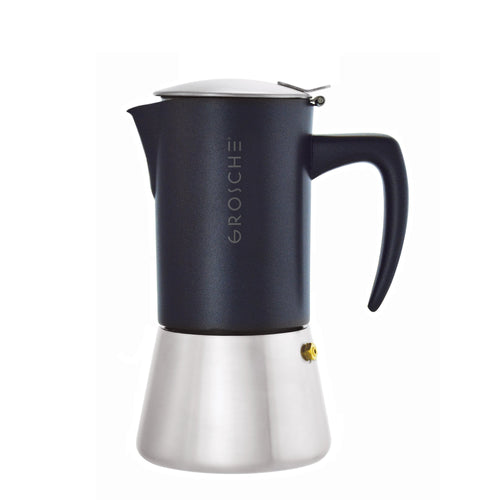 Grosche Milano Stovetop Espresso Maker - Steel Black/10 cup/16.9 oz 