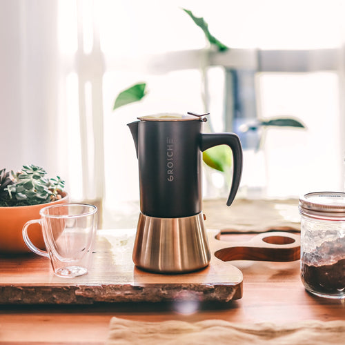 Grosche Milano Stovetop Espresso Maker - Steel Black/10 cup/16.9 oz 