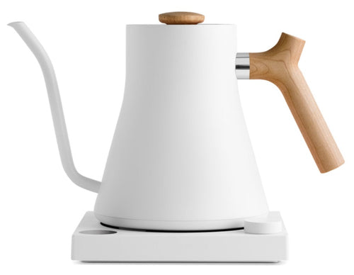 Fellow Stagg EKG Electric Pour-Over Kettle 0.9L - Matte White + Maple 