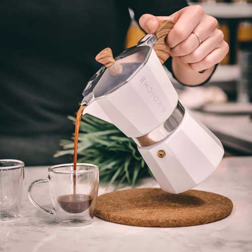 Grosche Milano Stovetop Espresso Maker - 3 cup / 5oz - White 