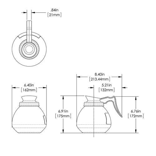 Bunn Glass Coffee Decanter - 1.9L - Case of 3 - Black 