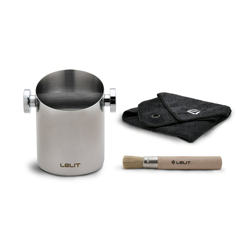 Lelit Knock Box w/ Microfiber Cloth and Brush 