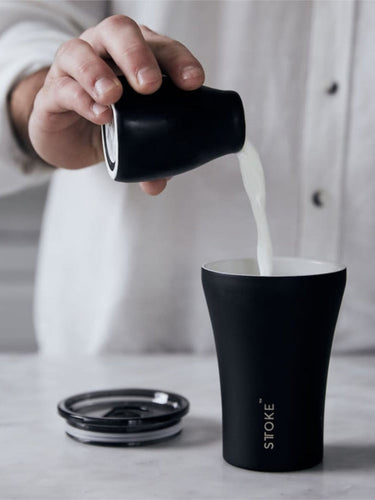 Sttoke Ceramic Reusable Cup (8oz/240ml) - Luxe Black 