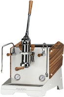 Nurri L-Type Leva S.A. Espresso Machine - White w/ Zebra Wood