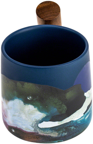 Asso Blue Porcelain Mug w/ Wooden Handle - 450 ml 