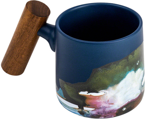 Asso Blue Porcelain Mug w/ Wooden Handle - 450 ml 