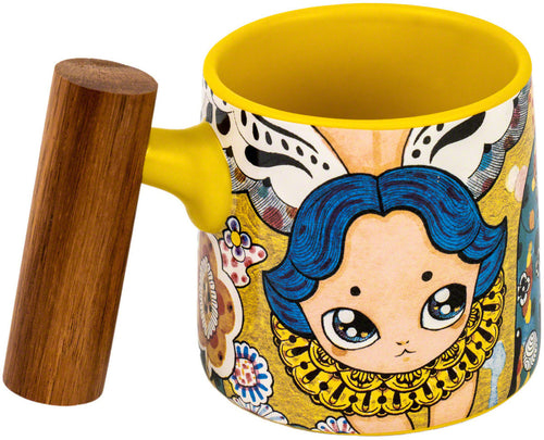 Asso Yellow Porcelain Mug w/ Wooden Handle - 450 ml 
